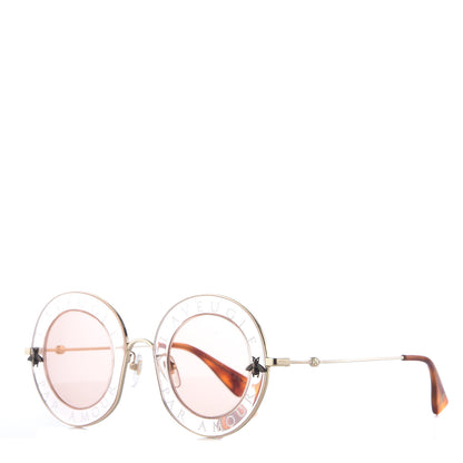 Gucci Metal L'Aveugle Par Amour Round Frame Sunglasses GG0113S Light Pink 1 of 7