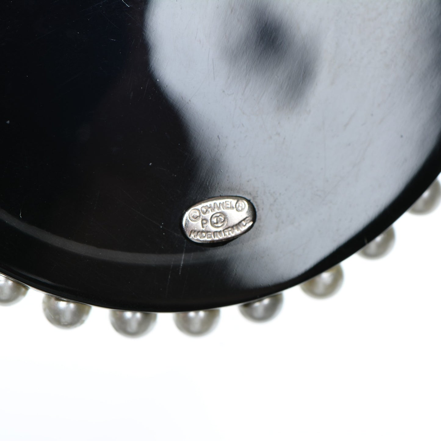 Metal Resin Pearl Emoji Brooch Purple Silver