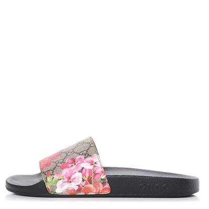 Gucci GG Supreme Monogram Blooms Slide Sandals 38 Beige Multicolor 1 of 9