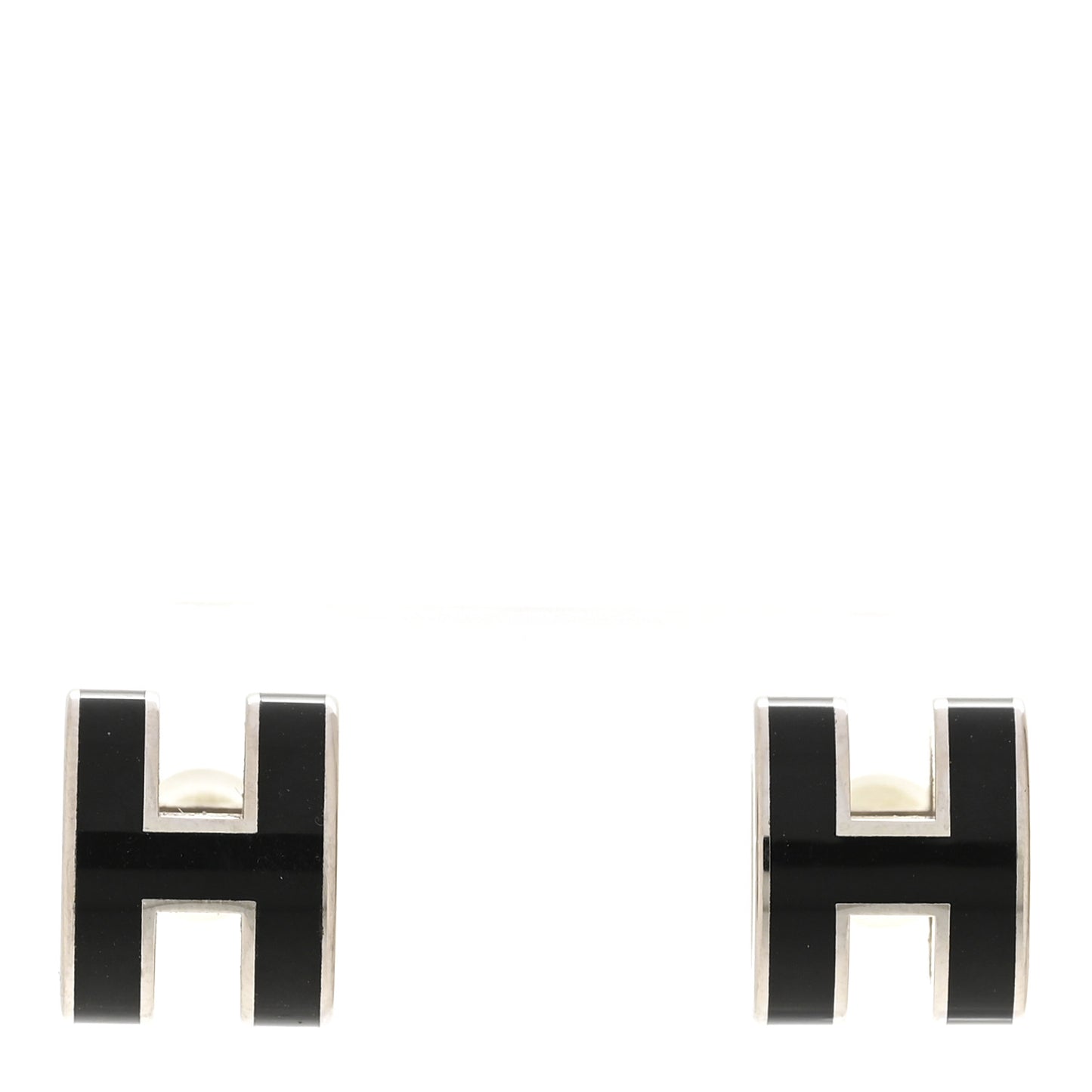 Palladium Lacquered Mini Pop H Earrings Black
