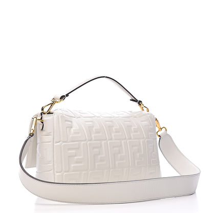 Fendi Nappa FF 1974 Embossed Large Baguette White 3 of 10