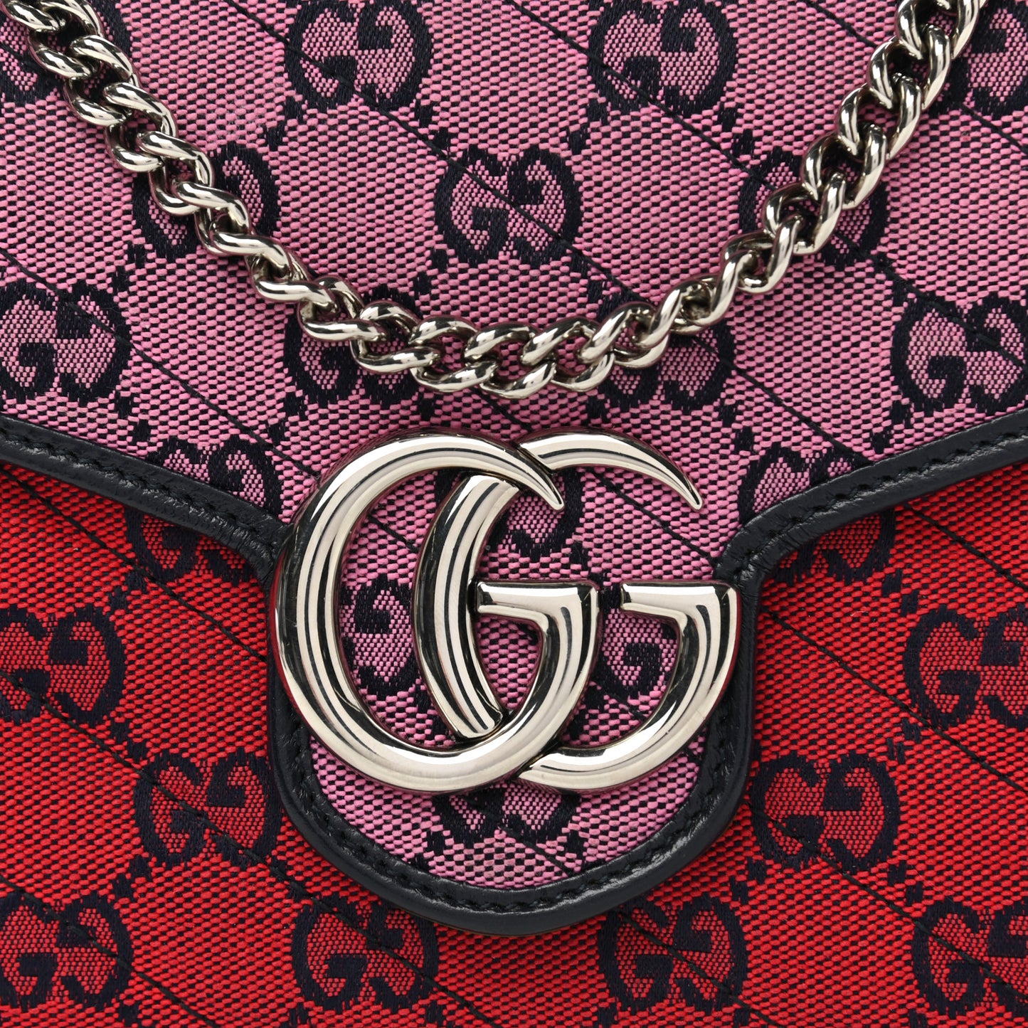 Monogram Multicolor Matelasse Diagonal GG Marmont Chain Wallet Red Blue Pink Green