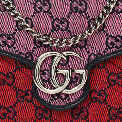 Gucci Monogram Multicolor Matelasse Diagonal GG Marmont Chain Wallet Red Blue Pink Green 8 of 12