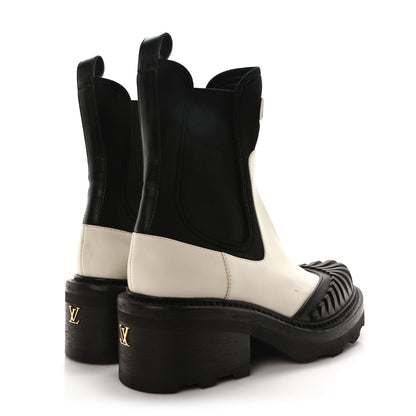 Louis Vuitton Calfskin Beaubourg Ankle Boots 38 White Black 5 of 8