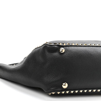 Valentino Garavani Pebbled Calfskin Medium Rockstud Tote Black 9 of 10