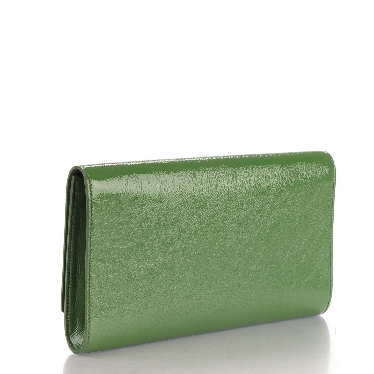 Textured Patent Large Belle De Jour Clutch Green