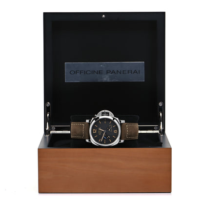 Panerai Stainless Steel Calfskin 42mm Luminor 1950 3 Day Power Reserve GMT Automatic Watch Black PAM01537 5 of 5