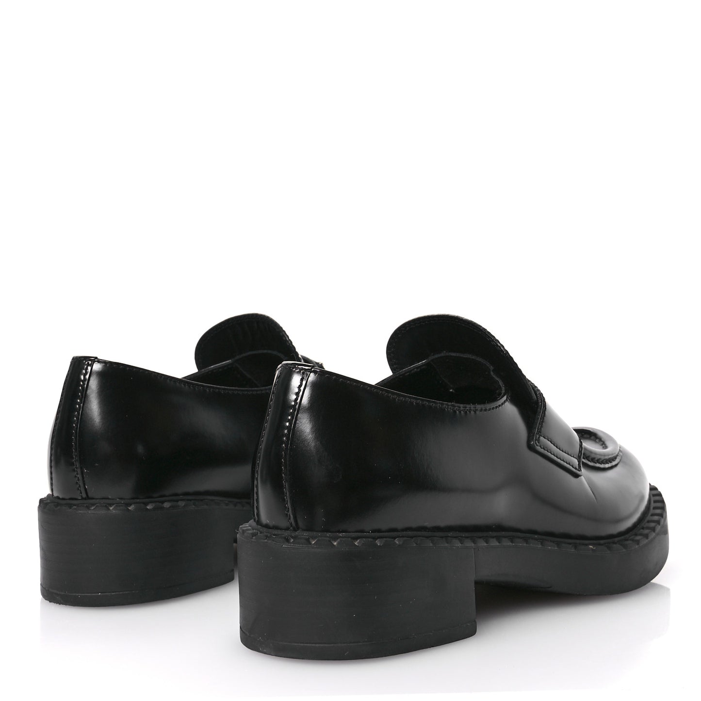 Spazzolato Metal Triangle Logo 50mm Loafers 36.5 Black