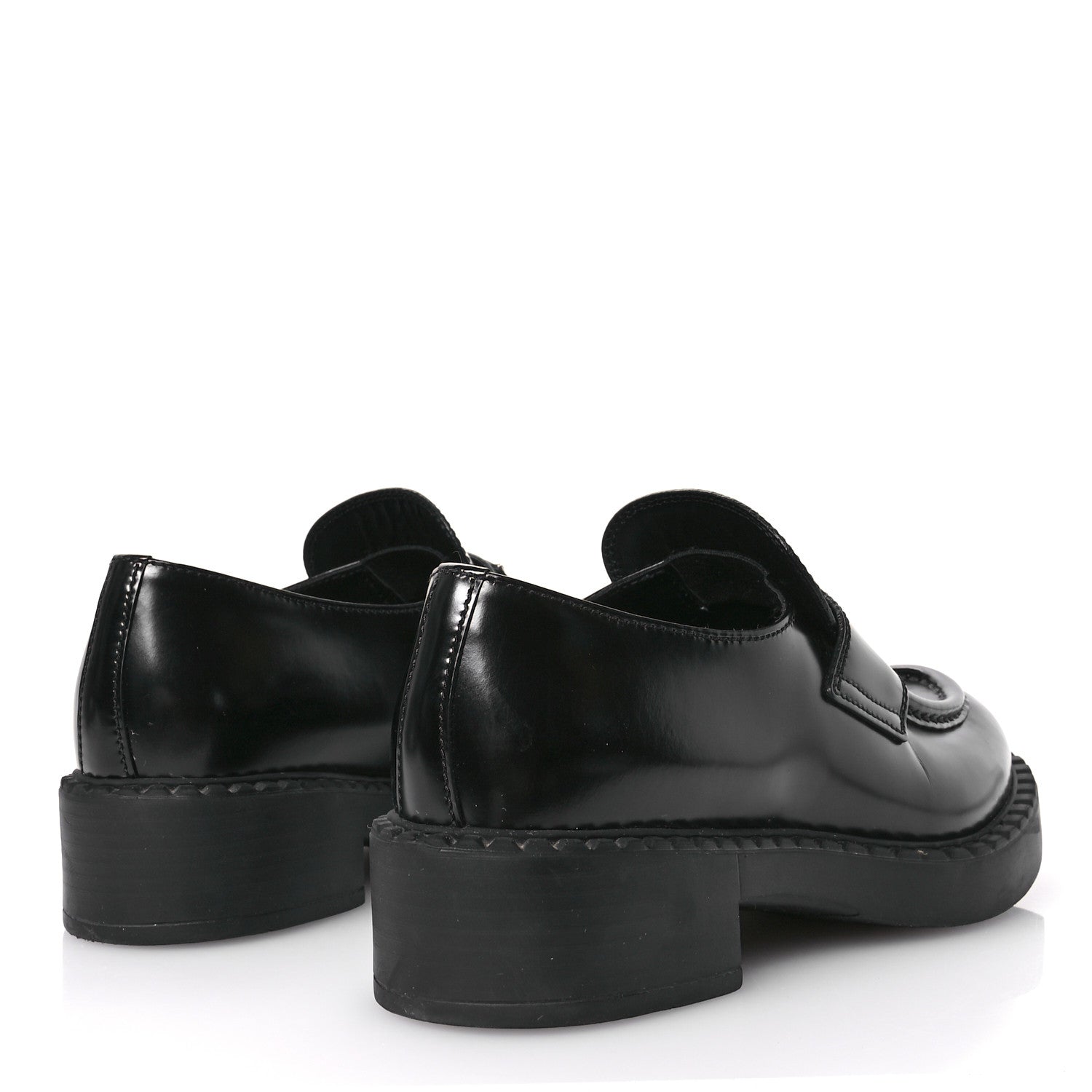 Prada Spazzolato Metal Triangle Logo 50mm Loafers 36.5 Black 5 of 7