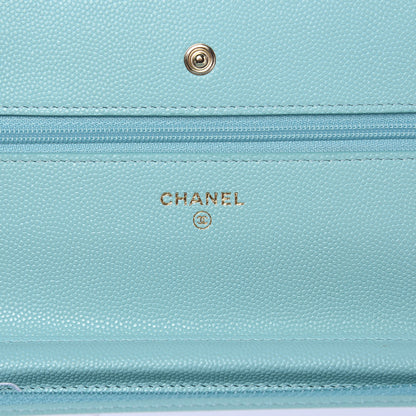 Chanel Caviar Quilted Wallet On Chain WOC Light Blue 6 of 11