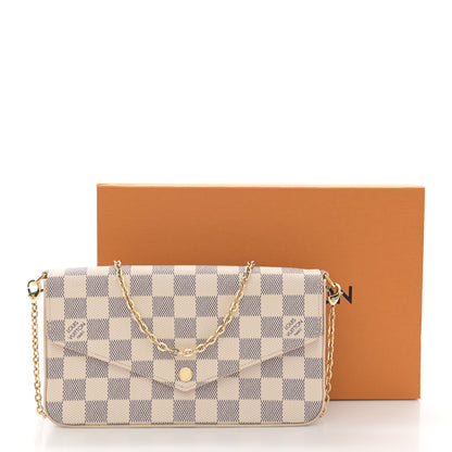 Louis Vuitton Damier Azur Pochette Felicie Chain Wallet Rose Ballerine 10 of 10