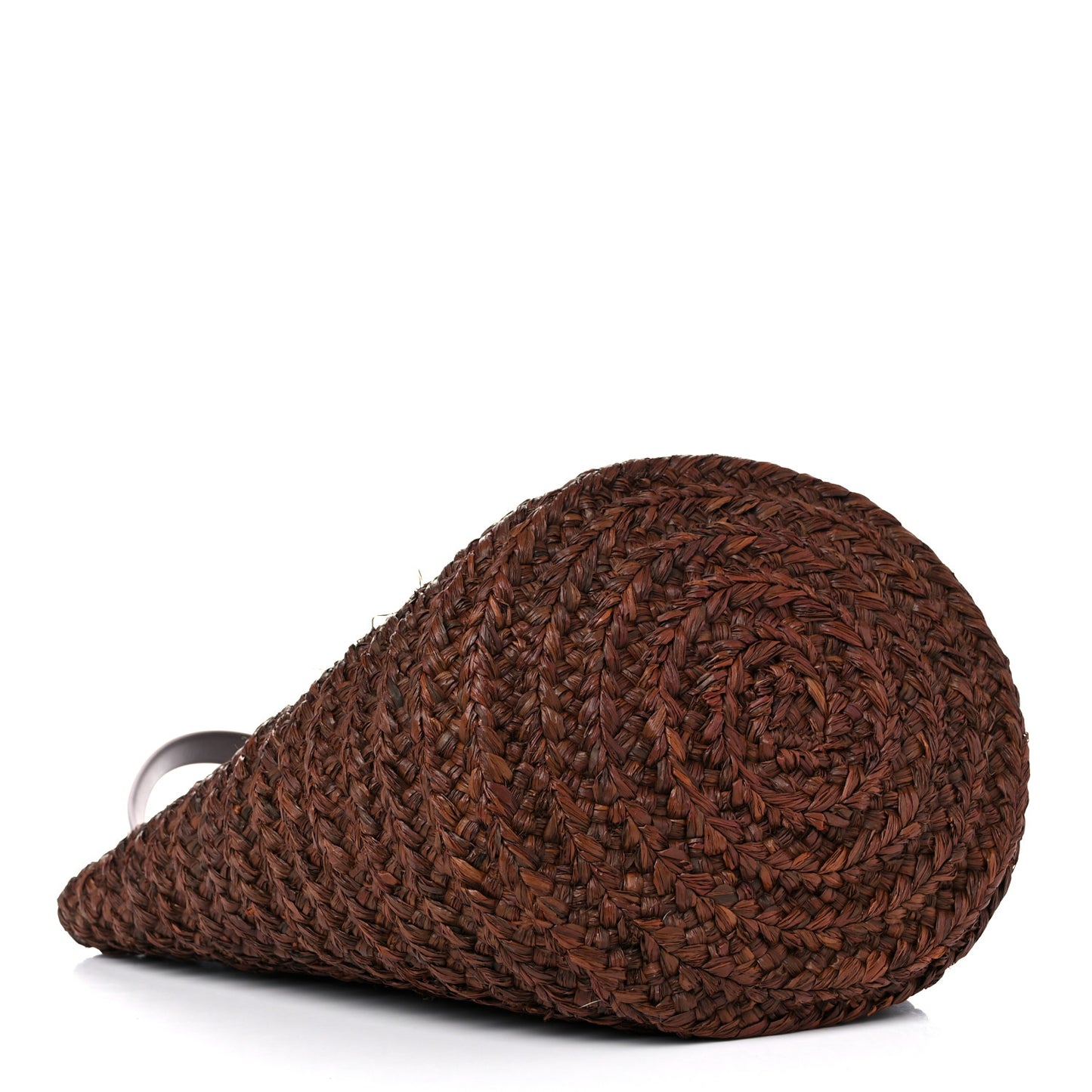 Raffia Calfskin Small Panier Tote Dark Chocolate