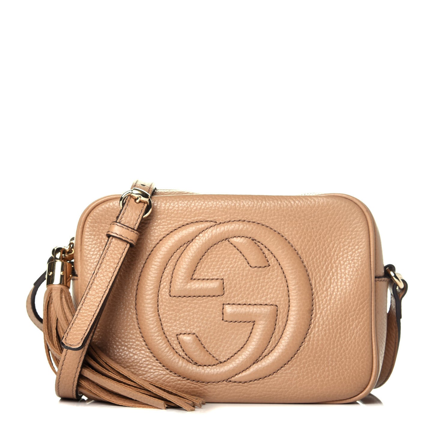 Pebbled Calfskin Small Soho Disco Bag Rose Beige