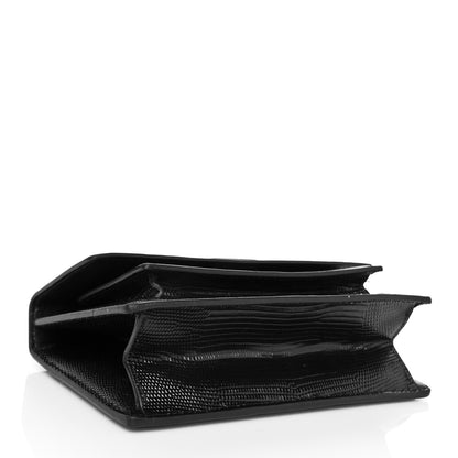 Balenciaga Patent Calfskin Lizard Embossed XS Sharp Top Handle Bag Black 3 of 9