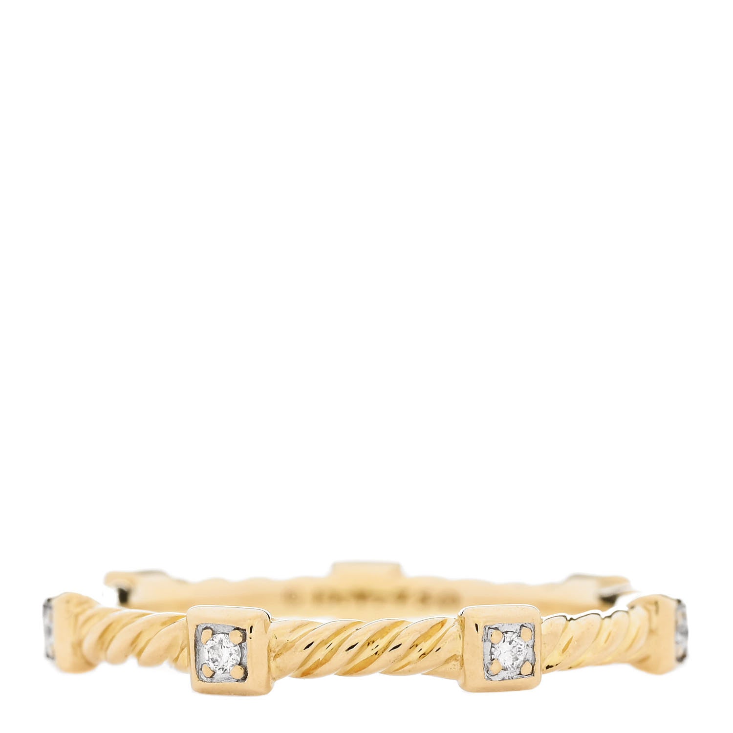 David Yurman 18K Yellow Gold Diamond Cable Collectibles Stack Ring 54 7 1 of 4