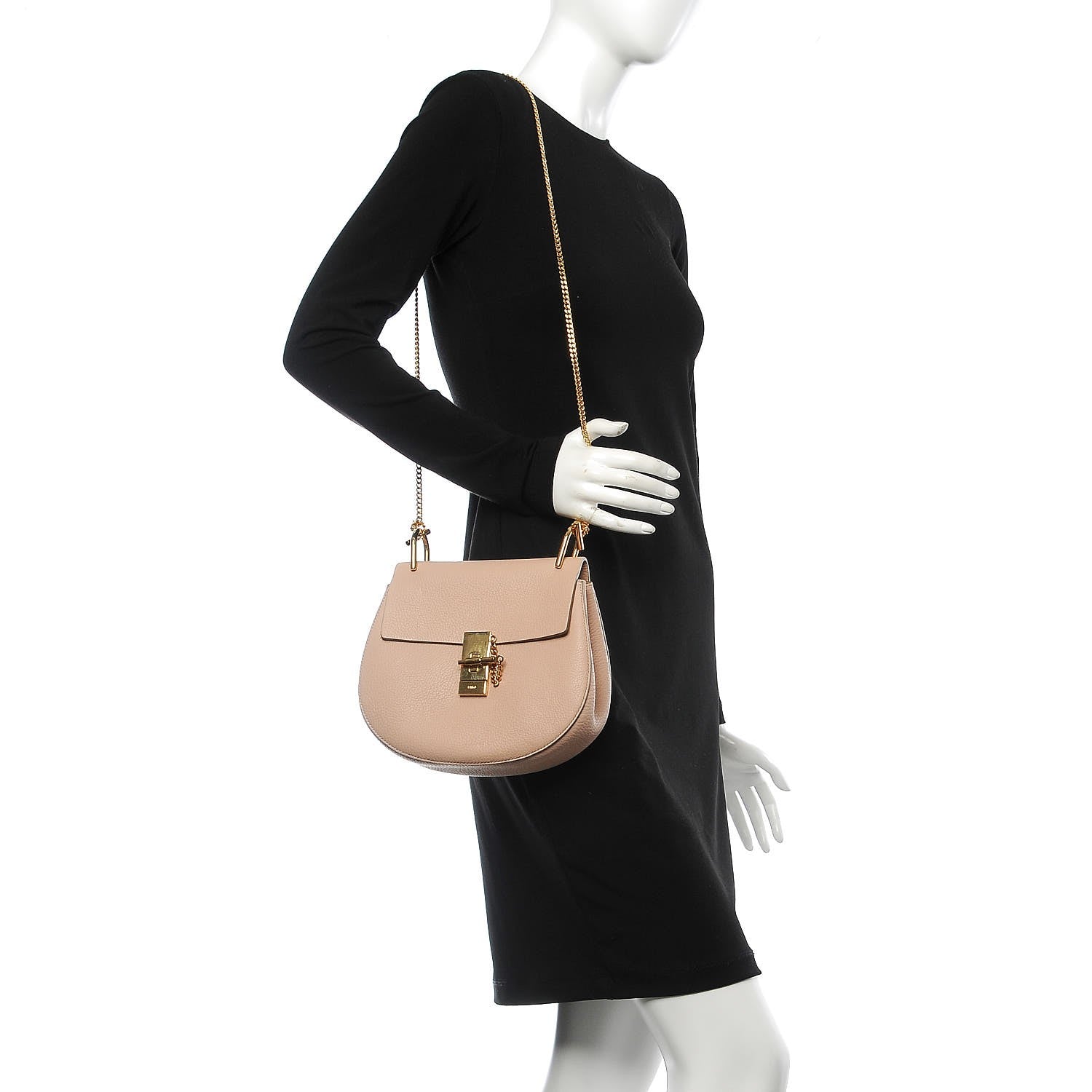 Chloe Grained Lambskin Medium Drew Shoulder Bag Cement Pink 2 of 7