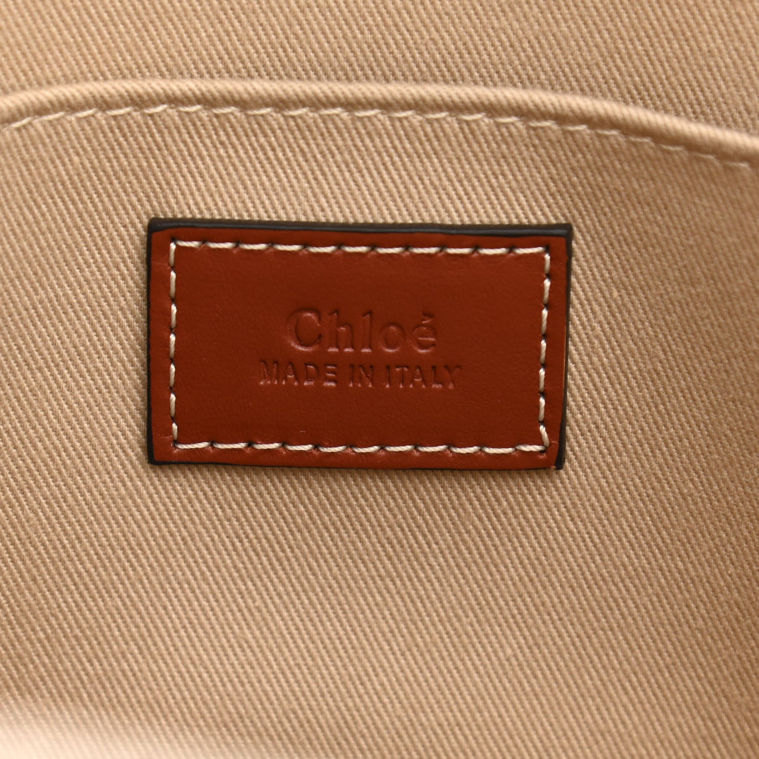 Chloe Cotton Calfskin Medium Woody Ribbon Tote White Brown 6 of 11