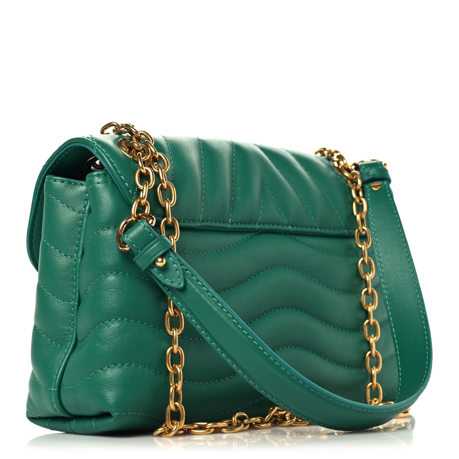Louis Vuitton Calfskin New Wave Chain Bag MM NM  Emerald 3 of 10