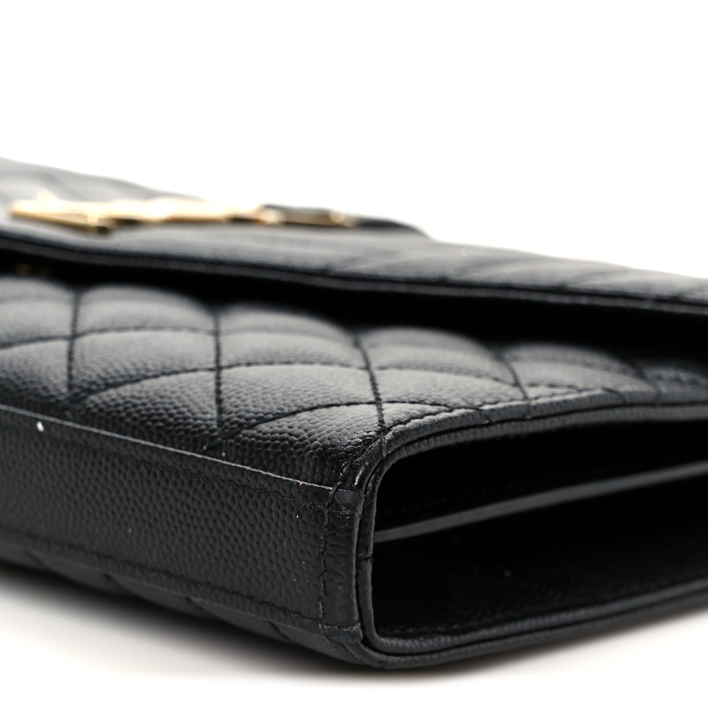 Grain De Poudre Mixed Matelasse Triquilt Monogram Chain Wallet Black