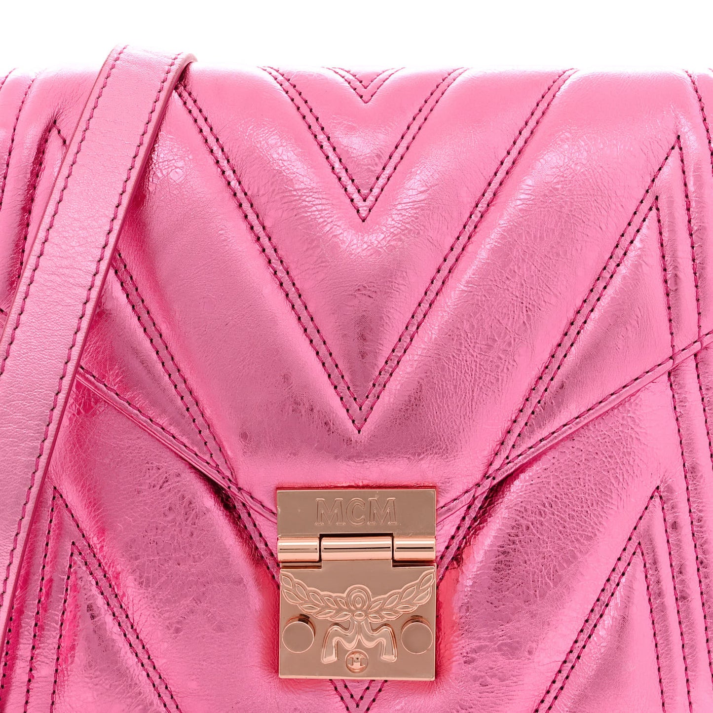 Metallic Calfskin Quilted Patricia Crossbody Bag Viva Lila