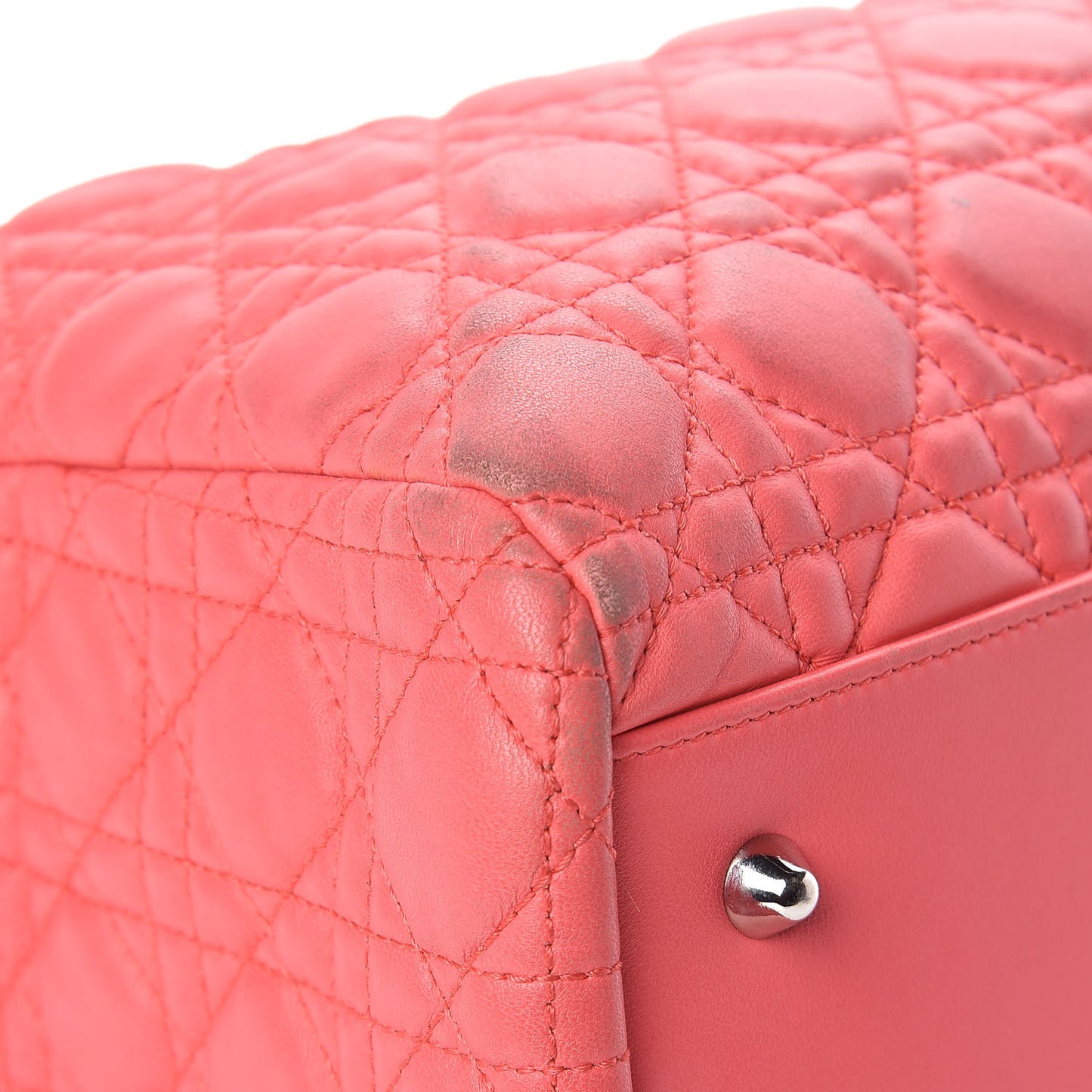 Lambskin Cannage Large Dior Soft Shopping Tote Coral