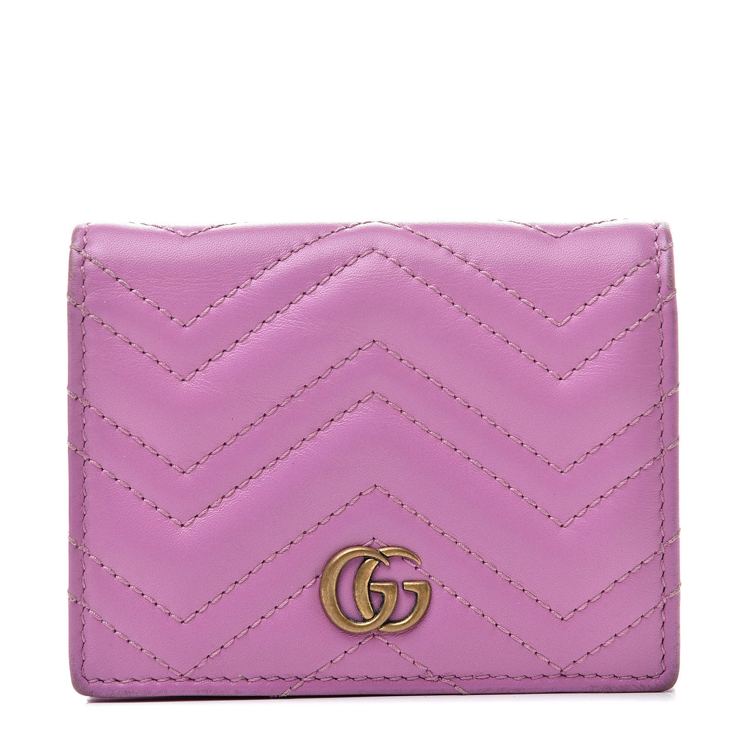 Calfskin Matelasse GG Marmont Card Case Candy Mousse