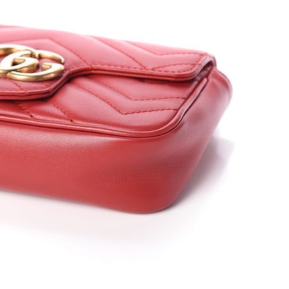 Gucci Calfskin Matelasse Super Mini GG Marmont Shoulder Bag Hibiscus Red 8 of 8