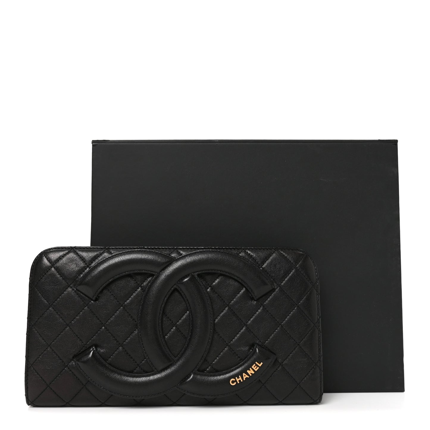 Lambskin Quilted Coco Midnight Clutch Black