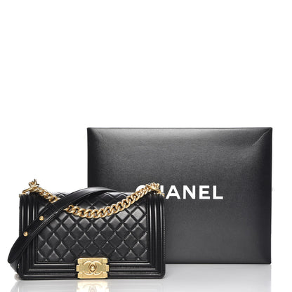 Chanel Lambskin Quilted Medium Boy Flap Black 8 of 8