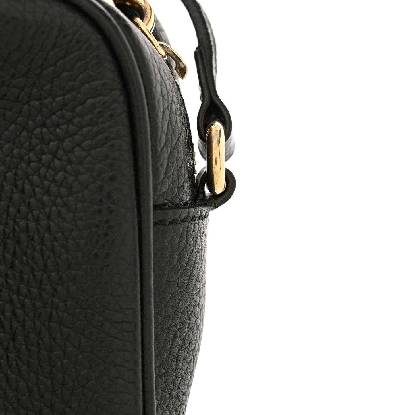 Pebbled Calfskin Small Soho Disco Bag Black