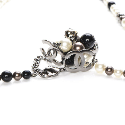 Chanel Ruthenium Pearl Beaded Crystal CC Long Necklace Silver Multicolor 5 of 7