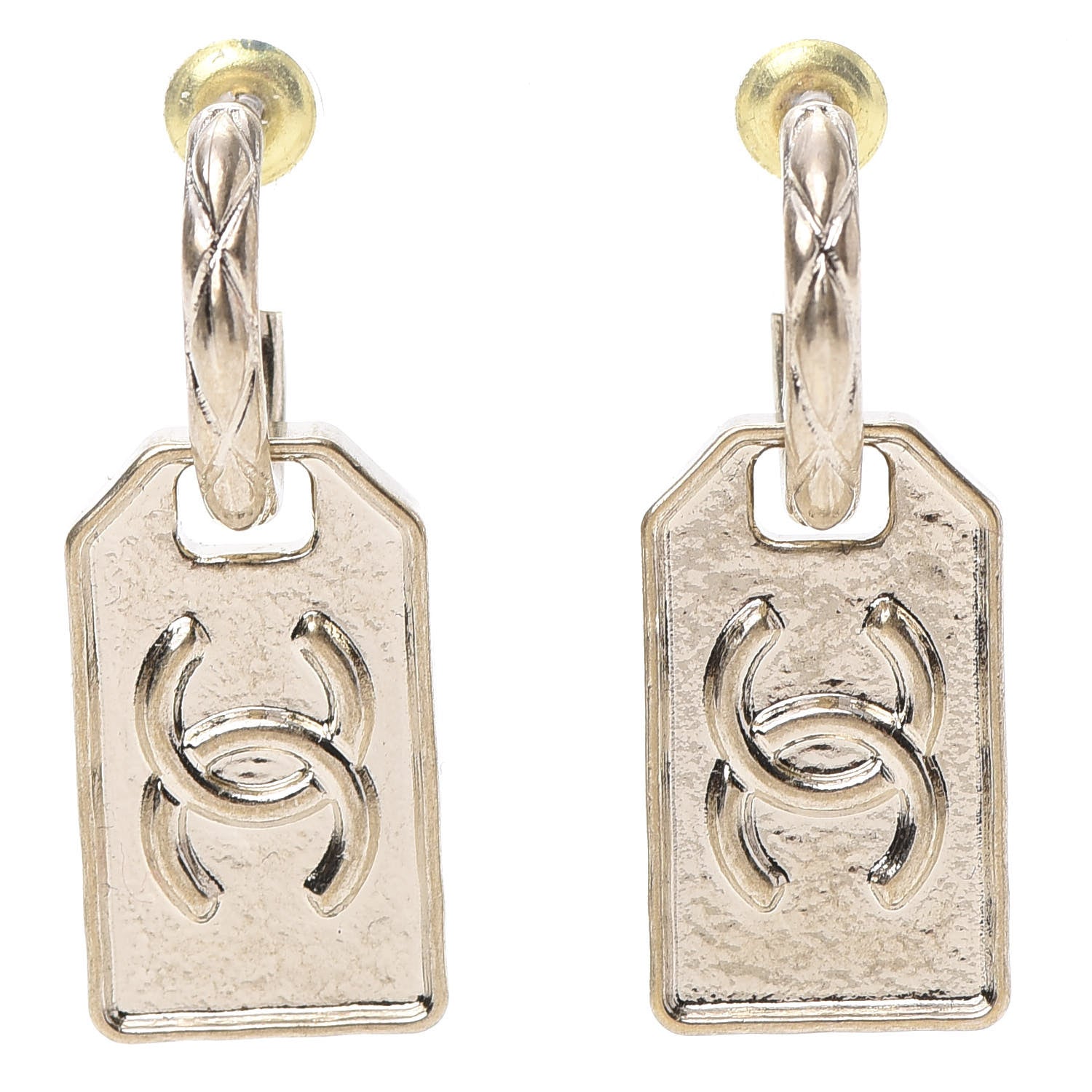 Chanel CC Tag Drop Earrings Gold 1 of 5