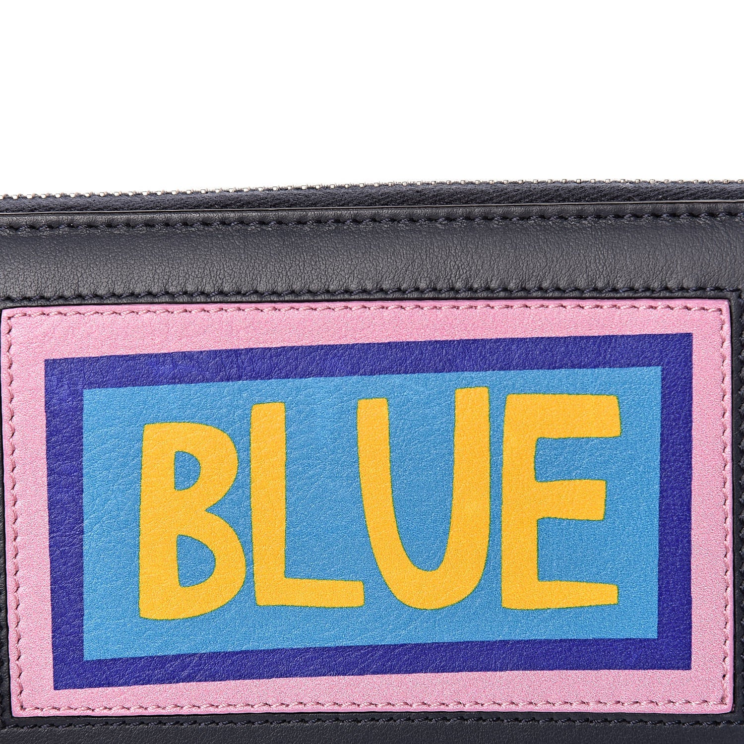 Fendi Vitello Century Vocabulary Blue Zip Around Wallet Blue Lavagna 8 of 10