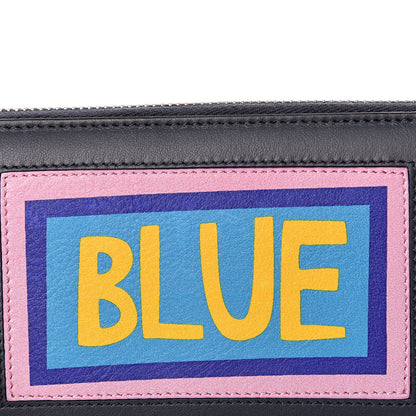 Fendi Vitello Century Vocabulary Blue Zip Around Wallet Blue Lavagna 8 of 10