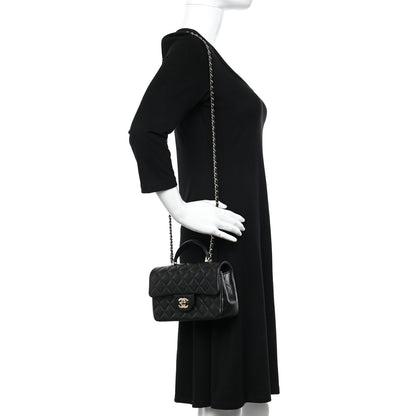 Chanel Lambskin Quilted Mini Top Handle Rectangular Flap Black 2 of 11