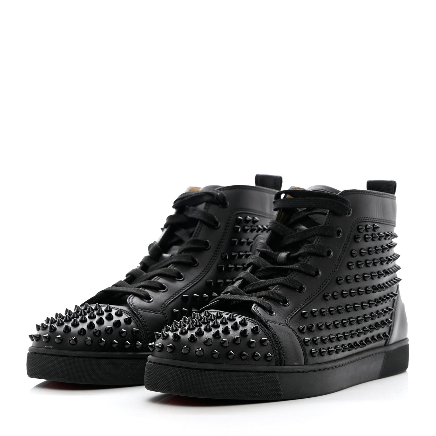Calfskin Mens Louis Spikes Flat Sneakers 44.5 Black