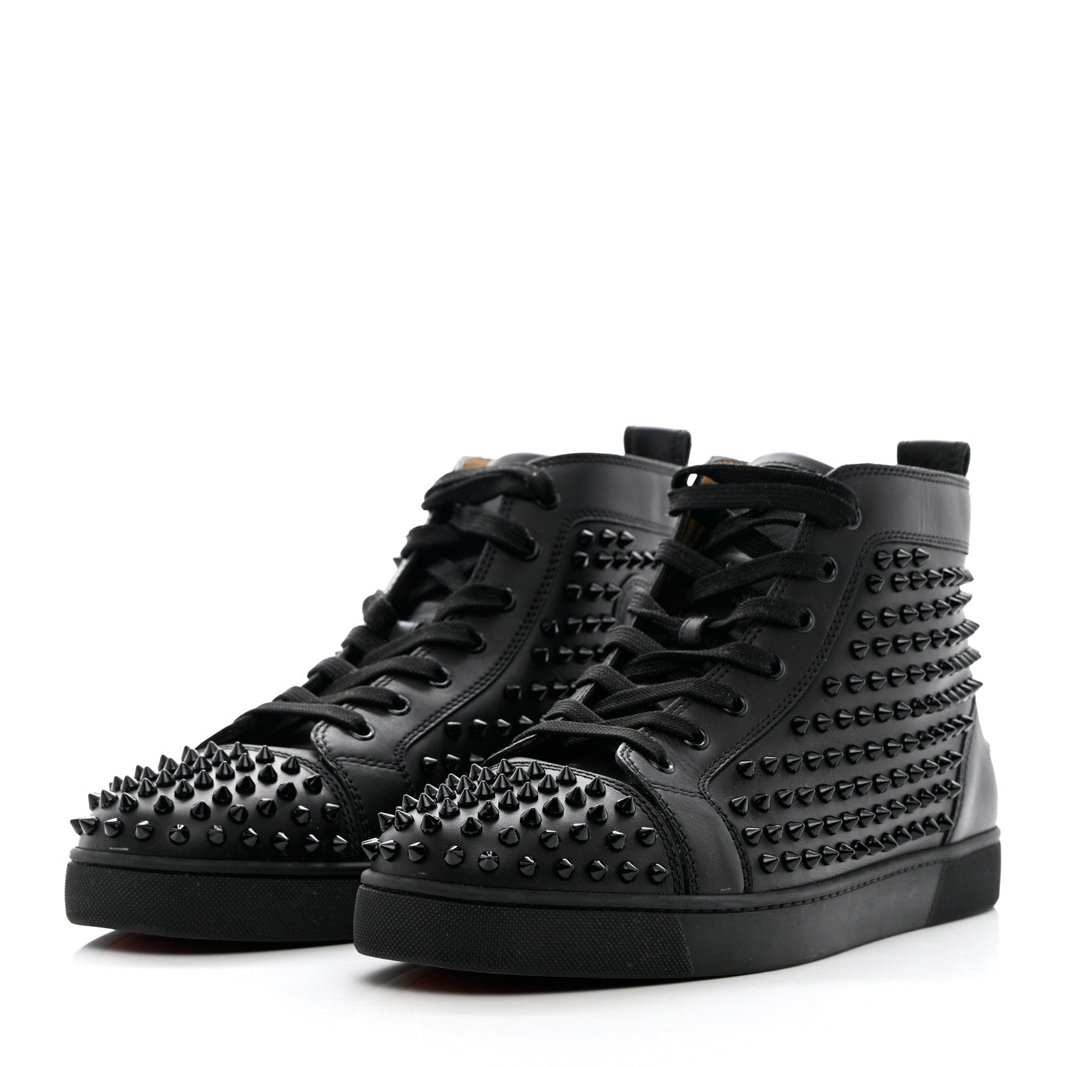 Christian Louboutin Calfskin Mens Louis Spikes Flat Sneakers 44.5 Black 3 of 14