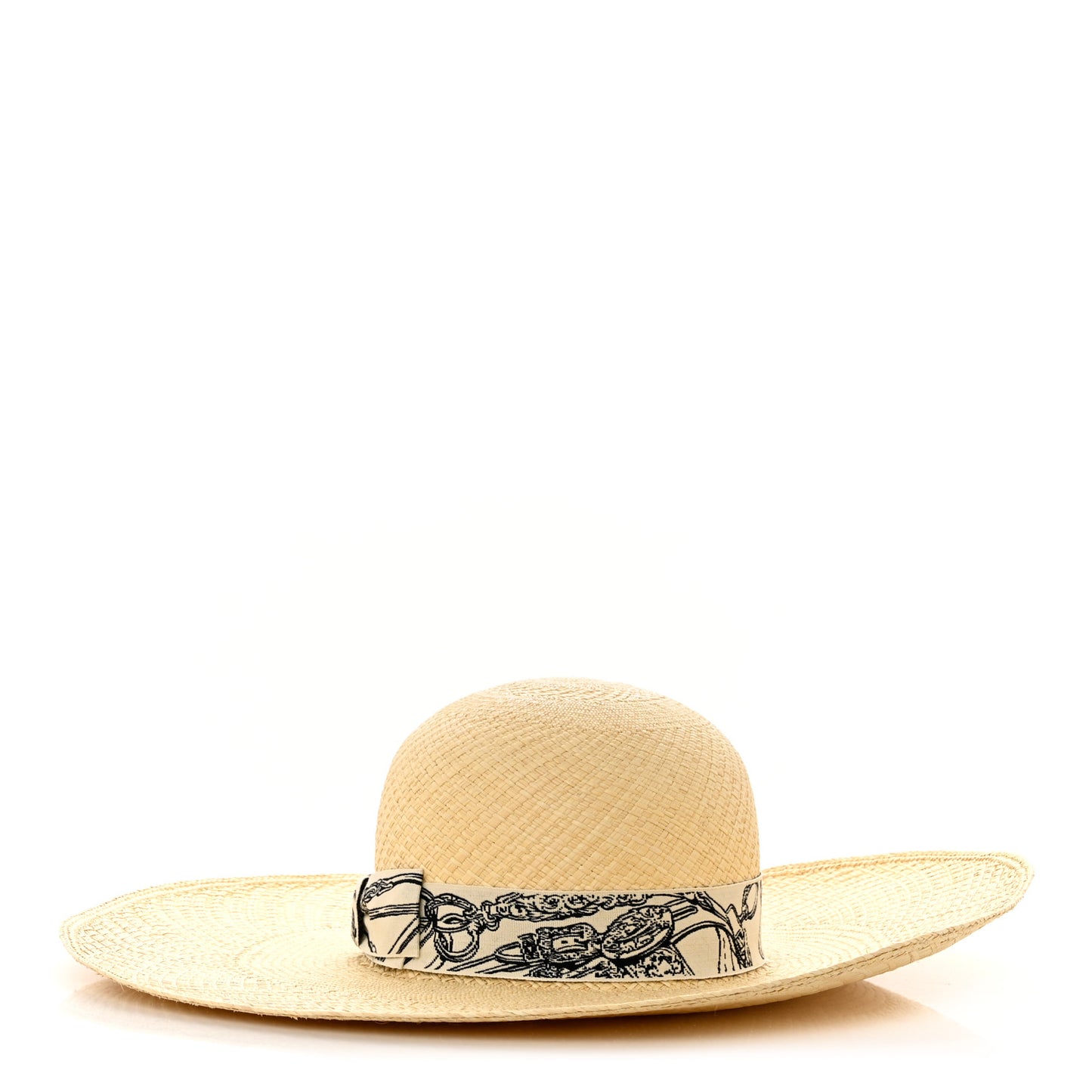 Straw Brides De Gala Panama Carrousel Hat 56 Naturel Ecru Black