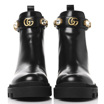 Gucci Calfskin Crystal GG Trip Chelsea Ankle Boots 37 Black 3 of 10