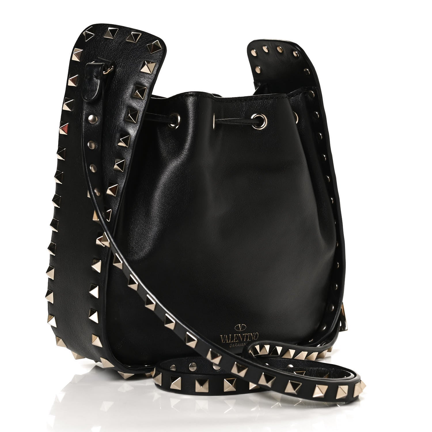 Valentino Garavani Vitello Rockstud Bucket Bag Black 3 of 12