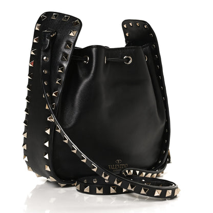 Valentino Garavani Vitello Rockstud Bucket Bag Black 3 of 12