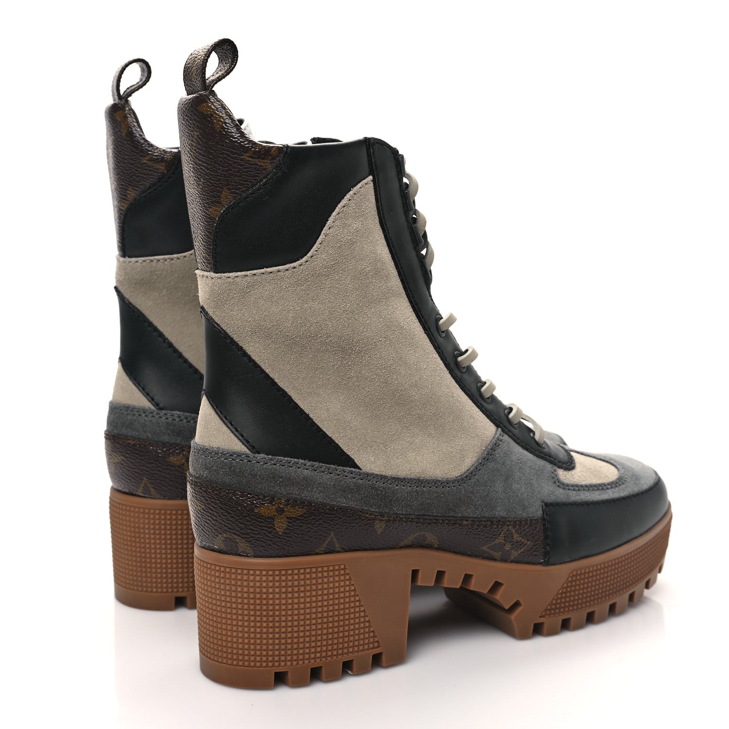 Louis Vuitton Suede Calfskin Monogram Platform Desert Boots 37 Dark Gray 4 of 9