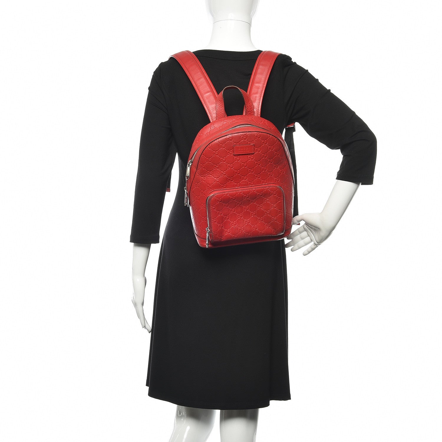 Gucci Guccissima Signature Small Day Backpack Hibiscus Red 2 of 20