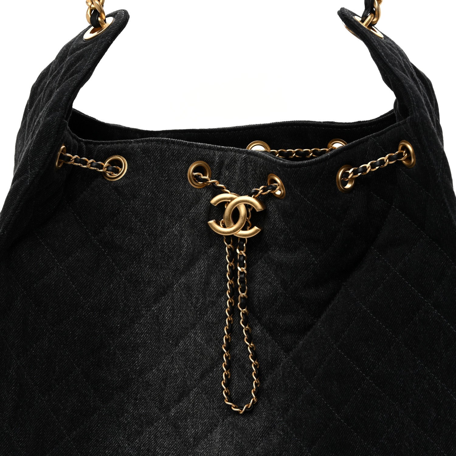 Chanel Washed Denim Quilted Medium Chanel 25 Handbag Black 9 of 11