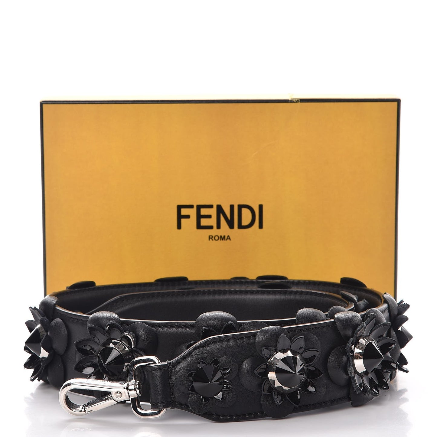 Vitello Dolce Nappa Patent Flowerland Studded Strap You Black