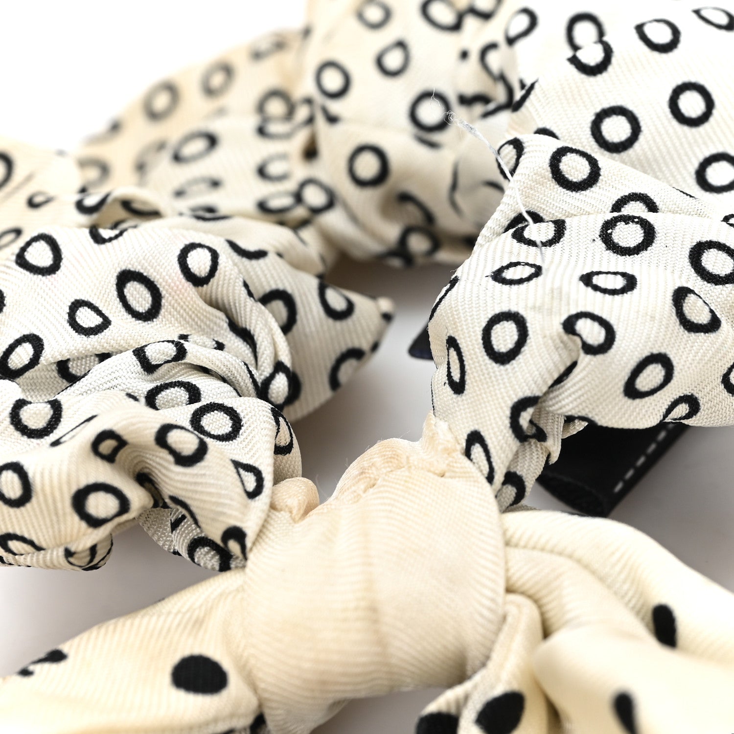 Chanel Silk CC Twilly Hair Tie Ivory Black 4 of 4