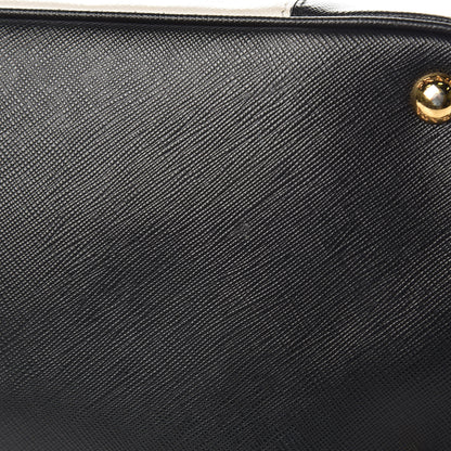 Prada Saffiano Lux Colorblock Medium Galleria Double Zip Tote Black Talco 14 of 16