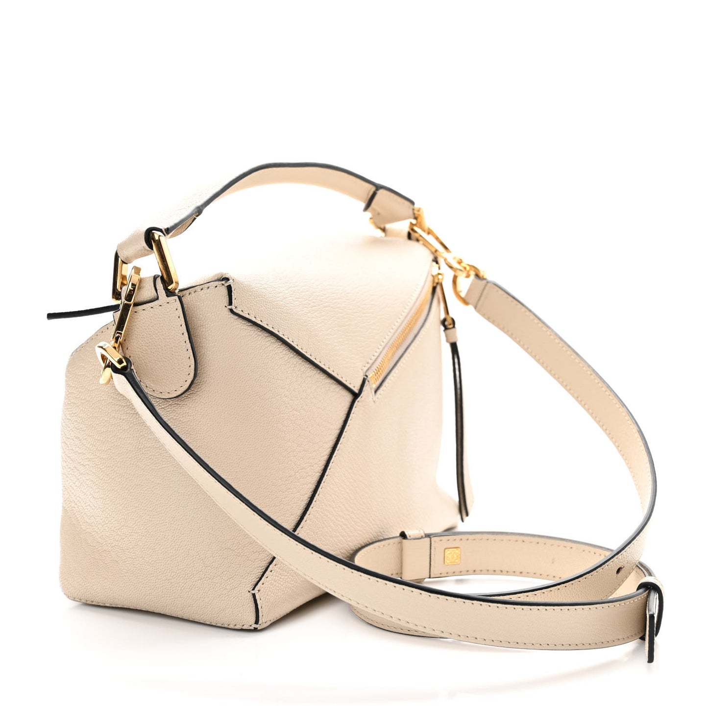 Goatskin Small Puzzle Edge Bag Angora