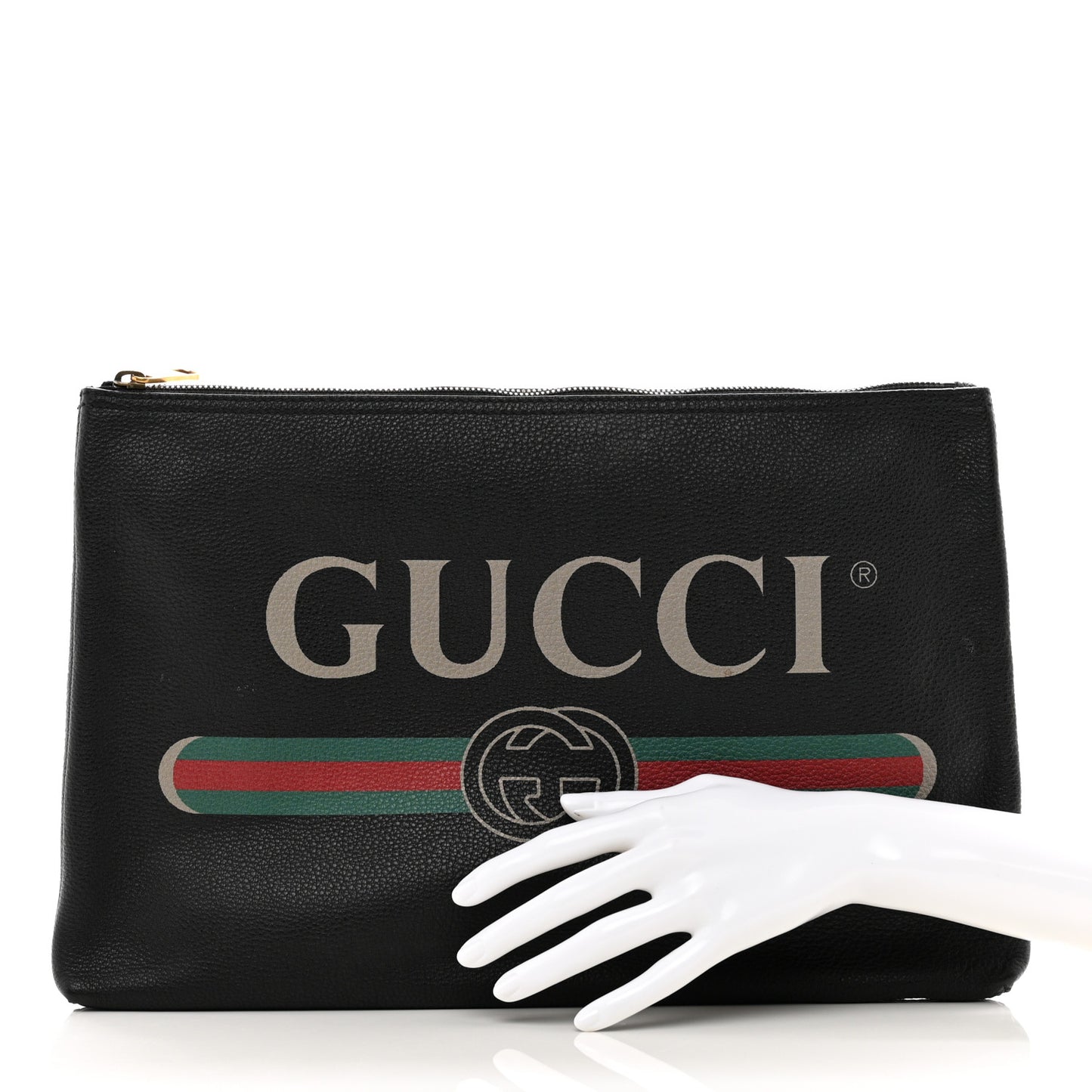 Pebbled Calfskin Large Logo Portfolio Clutch Black