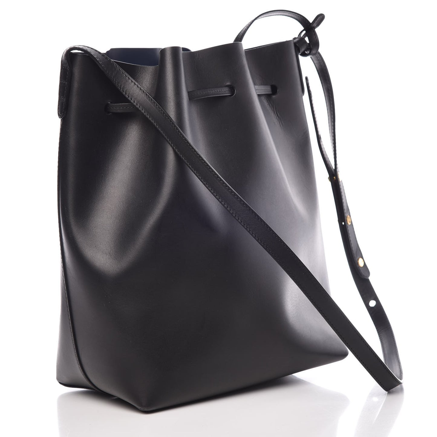 Vegetable Tanned Calfskin Bucket Bag Black